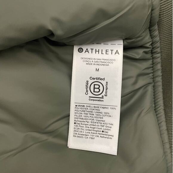 Athleta Endless Bomber Jacket Womens M Olive Green Full Zip - Picture 6 of 8